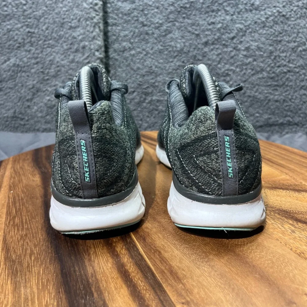 Skechers Dual Lite Women's Gray Knit‎ Athletic Lace Up Shoes Sneakers Size 10